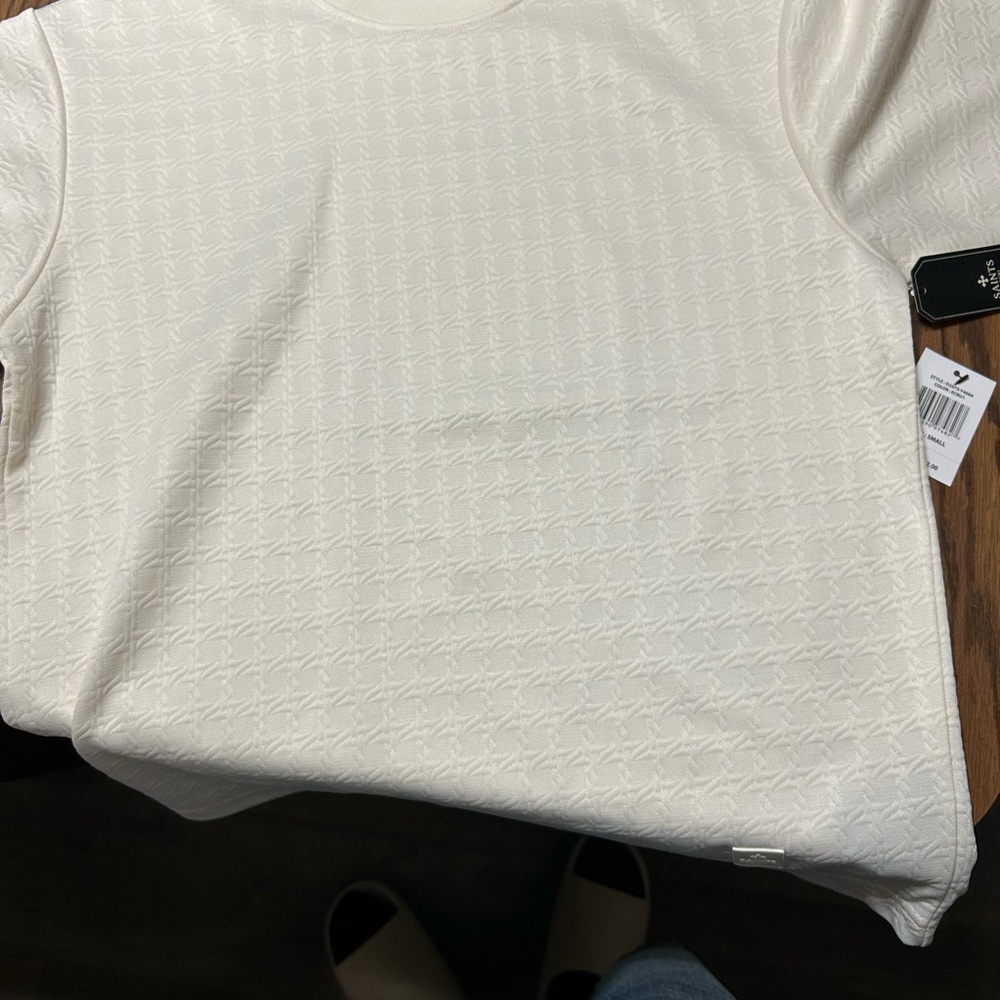 White Textured Short Sleeve Top
